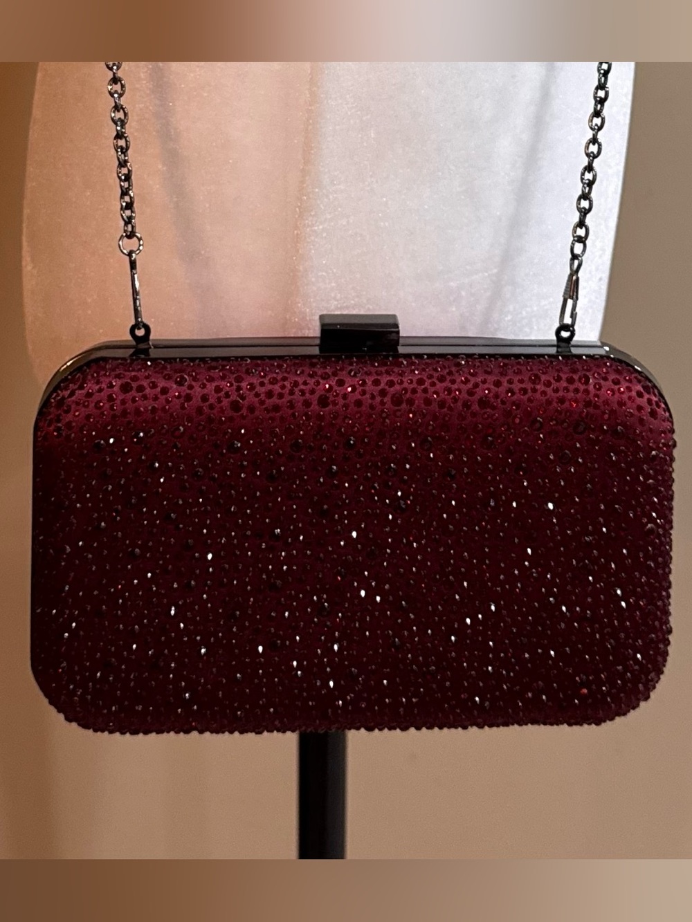 Aldo | Elegant Burgundy Crystal Evening Clutch